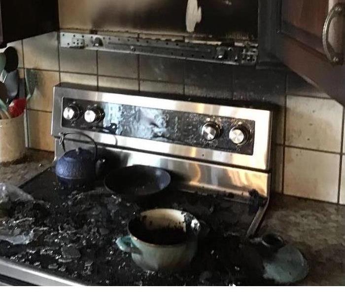 Result of fire damage on a local stovetop